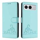 For OnePlus Nord 4 5G Cat Rat Embossed Pattern RFID Leather Phone Case with Lanyard(Mint Green) - 2