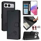 For OnePlus Nord 4 5G Cat Rat Embossed Pattern RFID Leather Phone Case with Lanyard(Black) - 1