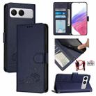 For OnePlus Nord 4 5G Cat Rat Embossed Pattern RFID Leather Phone Case with Lanyard(Blue) - 1