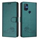 For OnePlus Nord N10 5G Cat Rat Embossed Pattern RFID Leather Phone Case with Lanyard(Peacock Green) - 2