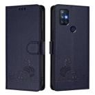 For OnePlus Nord N10 5G Cat Rat Embossed Pattern RFID Leather Phone Case with Lanyard(Blue) - 2