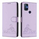 For OnePlus Nord N10 5G Cat Rat Embossed Pattern RFID Leather Phone Case with Lanyard(Purple) - 1