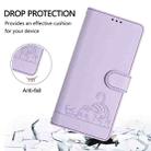 For OnePlus Nord N10 5G Cat Rat Embossed Pattern RFID Leather Phone Case with Lanyard(Purple) - 3