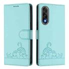 For OnePlus Ace 5 Ultra Cat Rat Embossed Pattern RFID Leather Phone Case with Lanyard(Mint Green) - 2