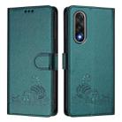For OnePlus Ace 5 Ultra Cat Rat Embossed Pattern RFID Leather Phone Case with Lanyard(Peacock Green) - 2