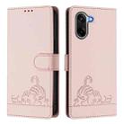 For OnePlus Ace 5 Racing Cat Rat Embossed Pattern RFID Leather Phone Case with Lanyard(Pink) - 2