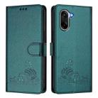 For OnePlus Ace 5 Racing Cat Rat Embossed Pattern RFID Leather Phone Case with Lanyard(Peacock Green) - 2