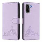 For OnePlus Ace 5 Racing Cat Rat Embossed Pattern RFID Leather Phone Case with Lanyard(Purple) - 2