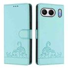 For OnePlus Nord 4 5G Global Cat Rat Embossed Pattern RFID Leather Phone Case with Lanyard(Mint Green) - 2