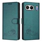 For OnePlus Nord 4 5G Global Cat Rat Embossed Pattern RFID Leather Phone Case with Lanyard(Peacock Green) - 2
