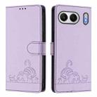 For OnePlus Nord 4 5G Global Cat Rat Embossed Pattern RFID Leather Phone Case with Lanyard(Purple) - 2