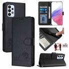 For Samsung Galaxy F23 5G/M13 4G Cat Rat Embossed Pattern RFID Leather Phone Case with Lanyard(Black) - 1