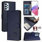 For Samsung Galaxy F23 5G/M13 4G Cat Rat Embossed Pattern RFID Leather Phone Case with Lanyard(Blue) - 1