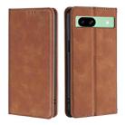 For Google Pixel 8a Skin Feel Magnetic Leather Phone Case(Light Brown) - 1