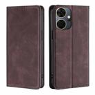 For Itel P55+ 4G Skin Feel Magnetic Leather Phone Case(Dark Brown) - 1