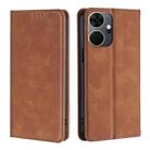 For Itel P55+ 4G Skin Feel Magnetic Leather Phone Case(Light Brown) - 1