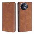For Itel S24 4G Skin Feel Magnetic Leather Phone Case(Light Brown) - 1