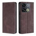 For Itel P65 Skin Feel Magnetic Leather Phone Case(Dark Brown) - 1