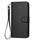 For Samsung Galaxy Z Fold5 5G YX0070 Carbon Fiber Buckle Leather Phone Case with Lanyard(Black) - 1