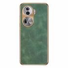 For OPPO Reno11 Pro Global Electroplating Lambskin Leather Phone Case(Green) - 1