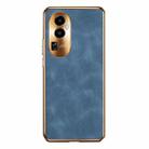 For OPPO Reno10 Pro Global Electroplating Lambskin Leather Phone Case(Blue) - 1