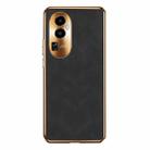 For OPPO Reno10 Pro Global Electroplating Lambskin Leather Phone Case(Black) - 1