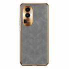 For OPPO Reno10 Pro+ Electroplating Lambskin Leather Phone Case(Grey) - 1