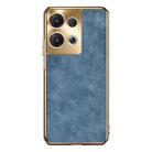 For OPPO Reno9 Pro+ Electroplating Lambskin Leather Phone Case(Blue) - 1