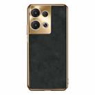 For OPPO Reno9 Pro+ Electroplating Lambskin Leather Phone Case(Black) - 1