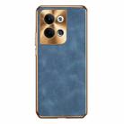 For OPPO Reno9 Pro Electroplating Lambskin Leather Phone Case(Blue) - 1