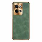 For OPPO Reno9 Electroplating Lambskin Leather Phone Case(Green) - 1