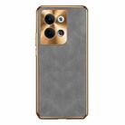 For OPPO Reno9 Electroplating Lambskin Leather Phone Case(Grey) - 1