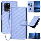 For Samsung Galaxy S20 Ultra 5G YX0070 Carbon Fiber Buckle Leather Phone Case with Lanyard(Light Purple) - 1