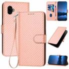 For Samsung Galaxy Xcover6 Pro YX0070 Carbon Fiber Buckle Leather Phone Case with Lanyard(Pink) - 1