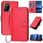 For Samsung Galaxy Note20 YX0070 Carbon Fiber Buckle Leather Phone Case with Lanyard(Red) - 1