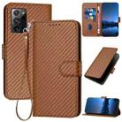 For Samsung Galaxy Note20 YX0070 Carbon Fiber Buckle Leather Phone Case with Lanyard(Coffee) - 1