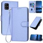 For Samsung Galaxy A71 5G YX0070 Carbon Fiber Buckle Leather Phone Case with Lanyard(Light Purple) - 1