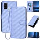 For Samsung Galaxy A41 YX0070 Carbon Fiber Buckle Leather Phone Case with Lanyard(Light Purple) - 1