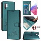 For Samsung Galaxy Note10+ Cat Rat Embossed Pattern RFID Leather Phone Case with Lanyard(Peacock Green) - 1