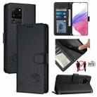 For Samsung Galaxy Note20 Ultra Cat Rat Embossed Pattern RFID Leather Phone Case with Lanyard(Black) - 1