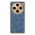 For vivo X100 Pro Electroplating Lambskin Leather Phone Case(Blue) - 1