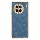 For vivo X90 Pro Electroplating Lambskin Leather Phone Case(Blue) - 1