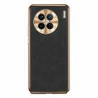 For vivo X90 Pro Electroplating Lambskin Leather Phone Case(Black) - 1