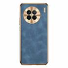 For vivo X90 Electroplating Lambskin Leather Phone Case(Blue) - 1
