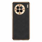 For vivo X90 Electroplating Lambskin Leather Phone Case(Black) - 1