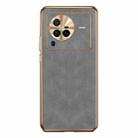 For vivo X80 Pro Electroplating Lambskin Leather Phone Case(Grey) - 1