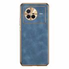 For vivo X80 Electroplating Lambskin Leather Phone Case(Blue) - 1