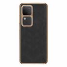 For vivo S18 / S18 Pro Electroplating Lambskin Leather Phone Case(Black) - 1