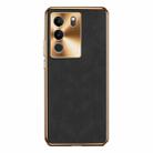 For vivo S17 Pro Electroplating Lambskin Leather Phone Case(Black) - 1