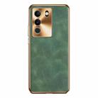 For vivo S17 Electroplating Lambskin Leather Phone Case(Green) - 1